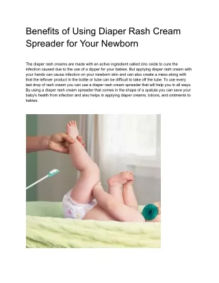 Benefits of Using Diaper Rash Cream Spreader for Your Newborn