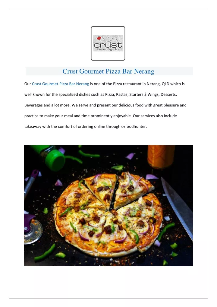 crust gourmet pizza bar nerang