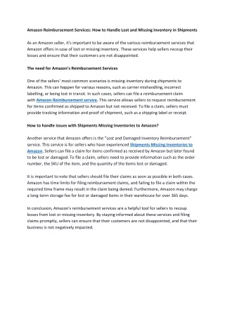 amazon reimbursement services how to handle lost