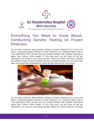 Everything You Need to Know About Conducting Genetic Testing on Frozen Embryos