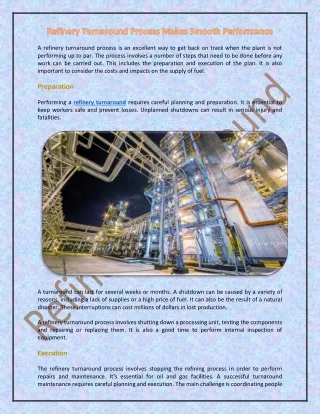 a refinery turnaround process is an excellent