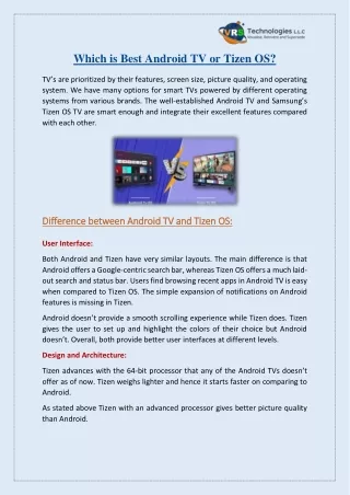 which is best android tv or tizen os
