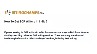 how to get sop writers in india