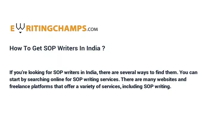 how to get sop writers in india