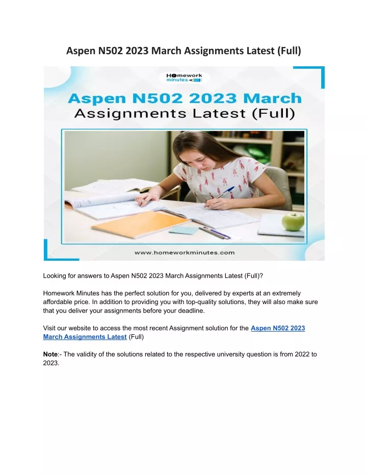 aspen n502 2023 march assignments latest full