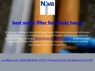 Best Water Filter For Whole House | Nova Filters