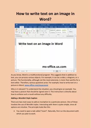 how to write text on an image in word