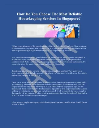 How Do You Choose The Most Reliable Housekeeping Services In Singapore