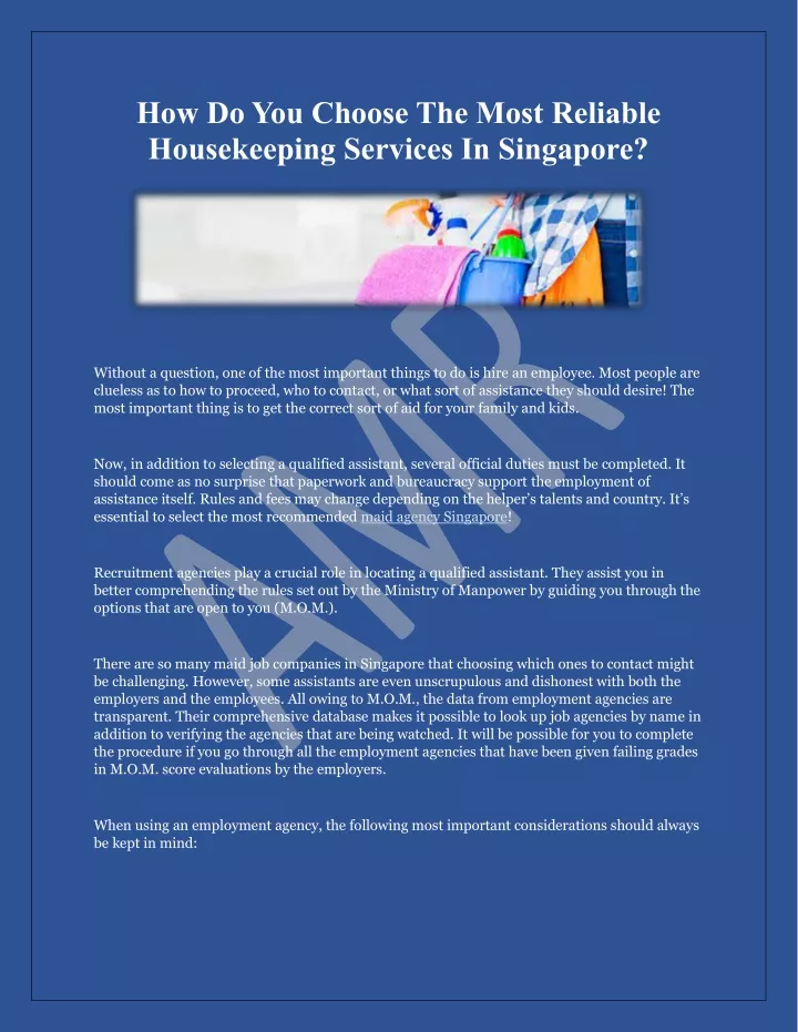 how do you choose the most reliable housekeeping