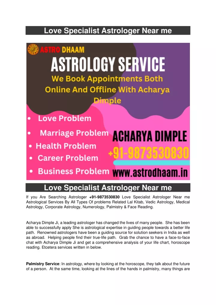 love specialist astrologer near me