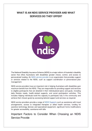 what is an ndis service provider and what