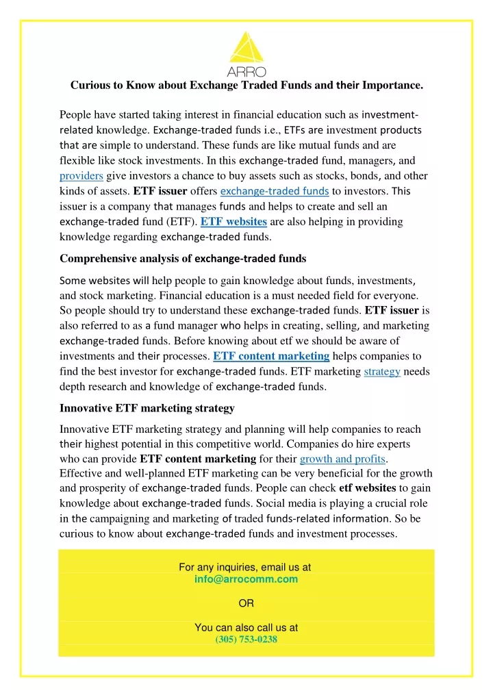 curious to know about exchange traded funds