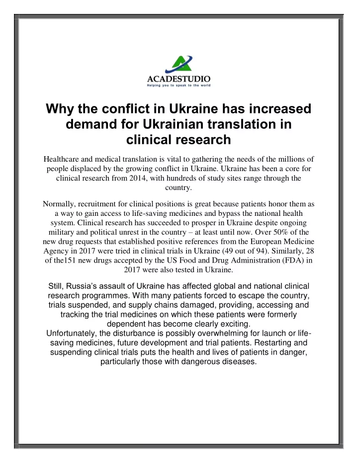 why the conflict in ukraine has increased demand