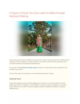 4 types of kurtis you can learn to make through