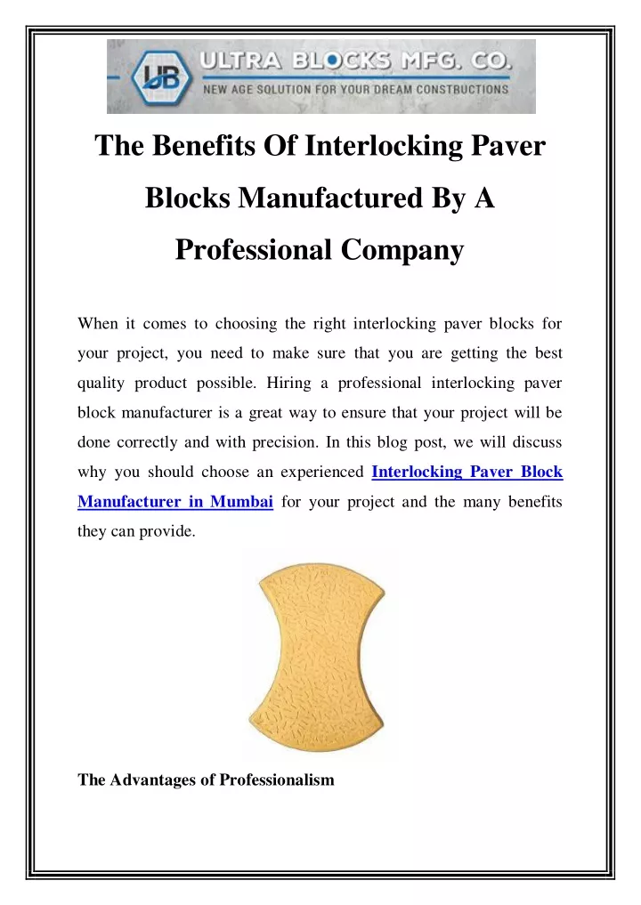 the benefits of interlocking paver