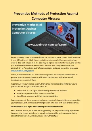 preventive methods of protection against computer