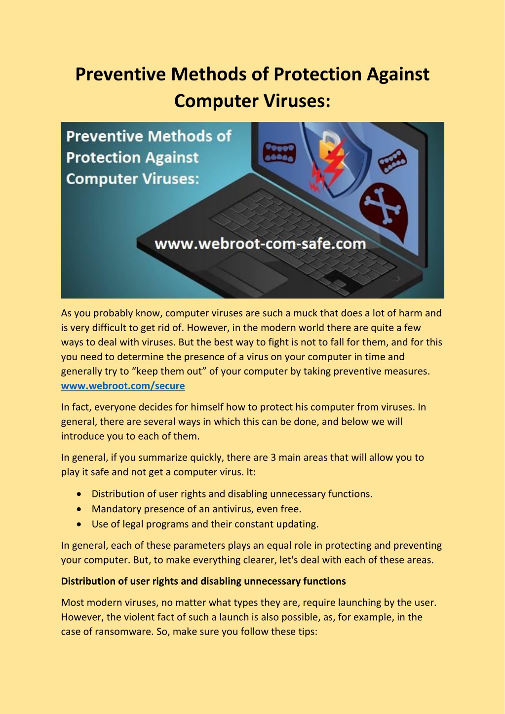 PPT - Preventive methods of protection against computer viruses ...