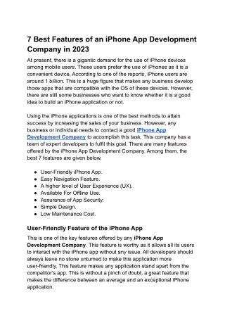 7 Best Features of an iPhone App Development Company in 2023