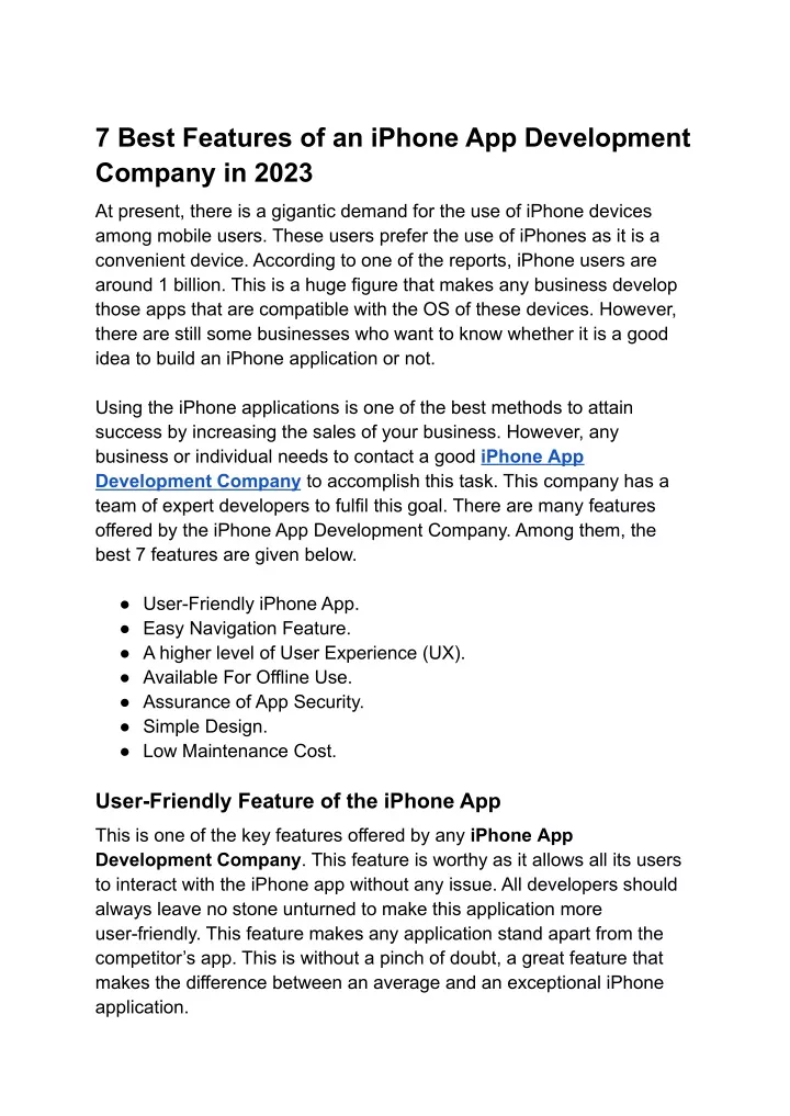 7 best features of an iphone app development