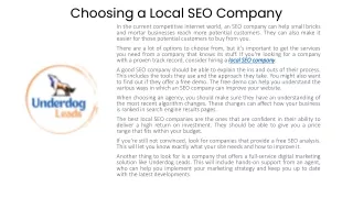 Choosing a Local SEO Company