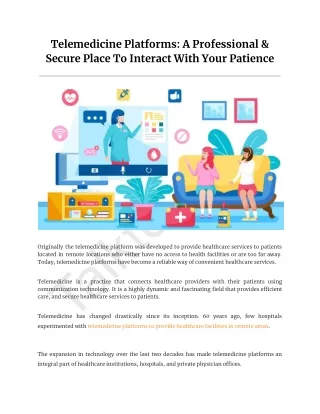 Telemedicine Platforms_ A Professional & Secure Place To Interact With Your Patience