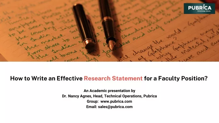 how to write research statement for faculty position