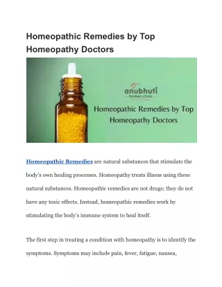 Homeopathic Remedies by Top Homeopathy Doctors