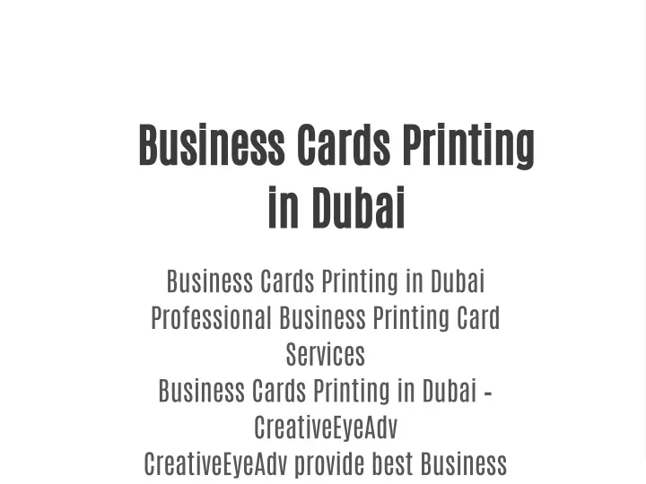 business cards printing in dubai