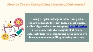 how to create compelling learning outcomes