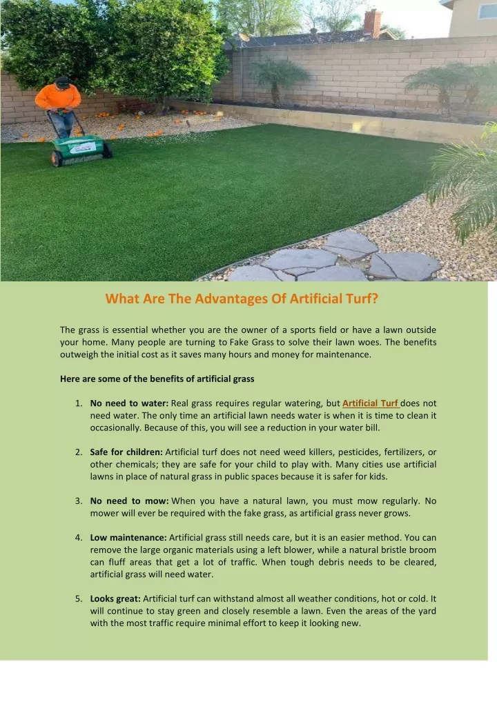 what are the advantages of artificial turf