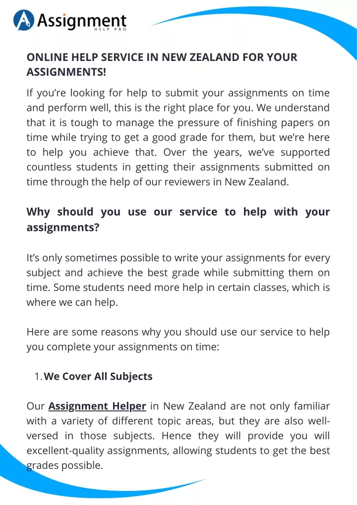 online help service in new zealand for your