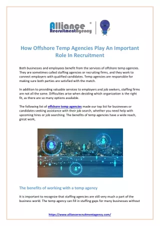 How offshore temp agencies play an important role in recruitment