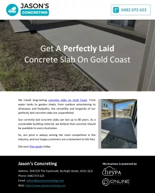 Get A Perfectly Laid Concrete Slab On Gold Coast