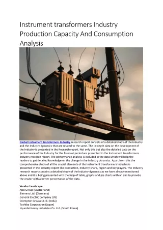 instrument transformers industry production