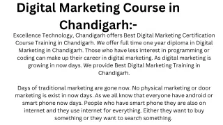 Digital Marketing Course in Chandigarh