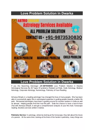 love problem solution in dwarka