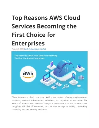 top reasons aws cloud services becoming the first