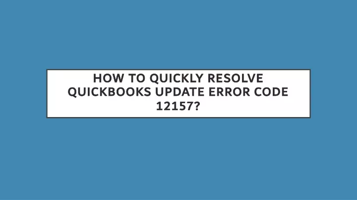 how to quickly resolve quickbooks update error