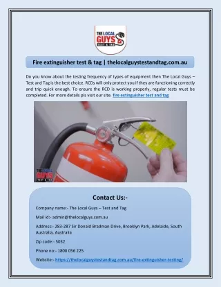Fire extinguisher test & tag | thelocalguystestandtag.com.au