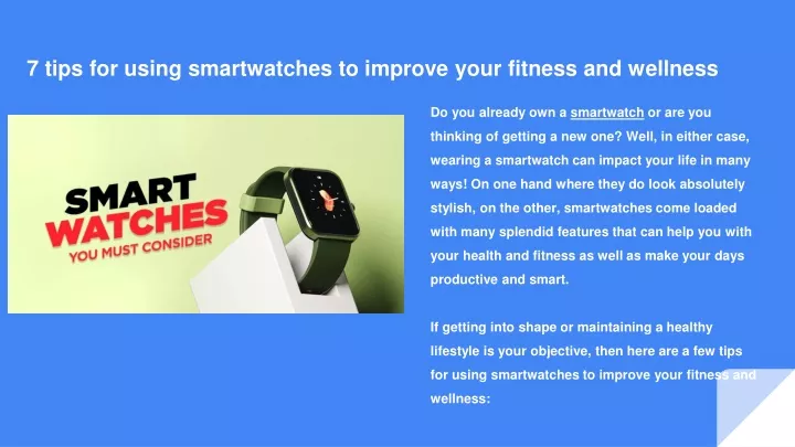 7 tips for using smartwatches to improve your fitness and wellness