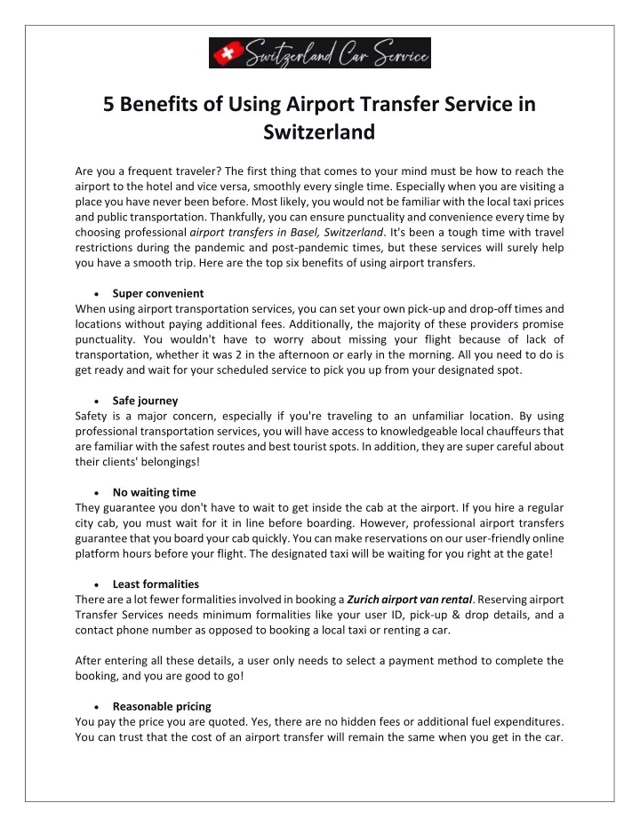 5 benefits of using airport transfer service