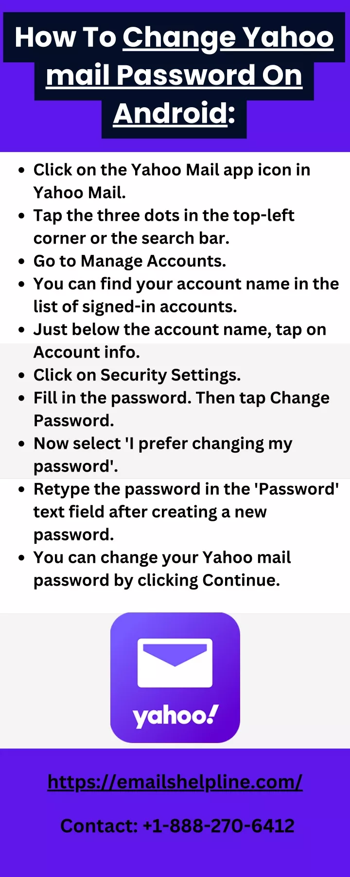 how to change yahoo mail password on android