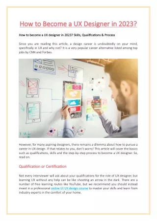 how to how to b become a ux ecome a ux d designer