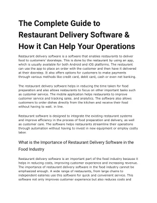 The Complete Guide to Restaurant Delivery Software & How it Can Help Your Operations