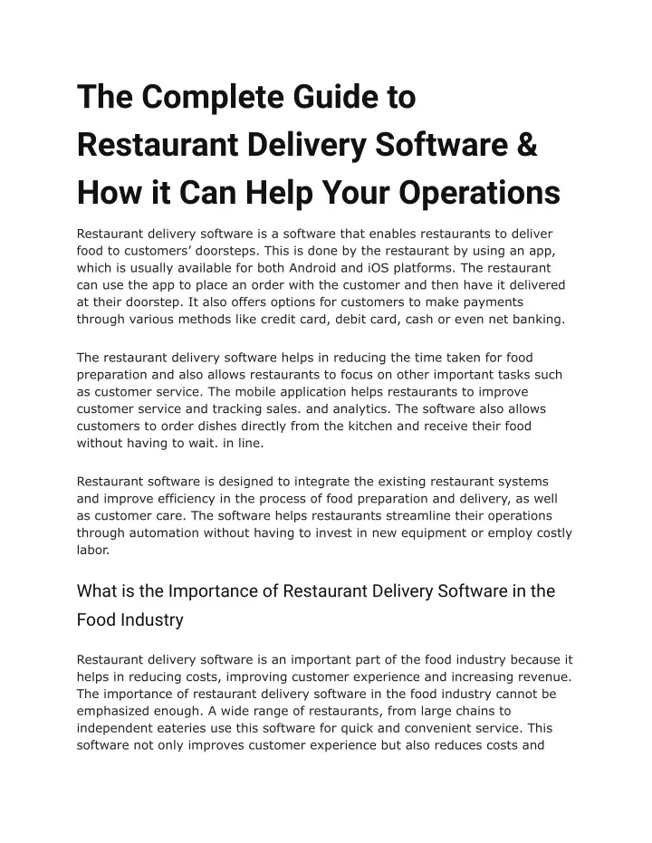 the complete guide to restaurant delivery