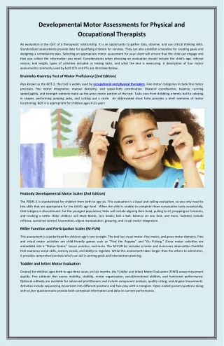 developmental motor assessments for physical