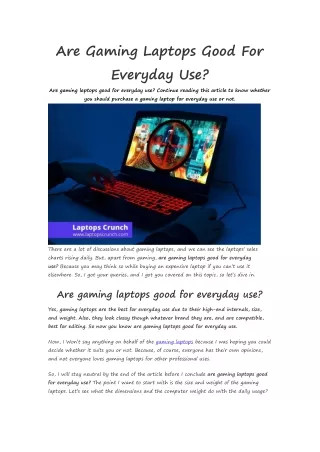 Are Gaming Laptops Good For Everyday Use
