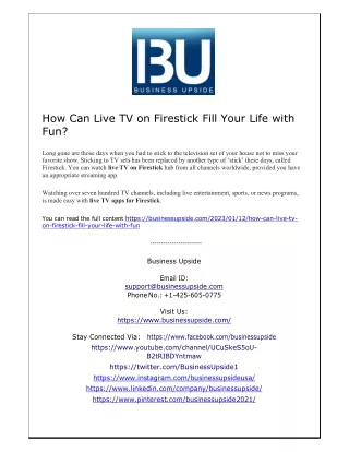 how can live tv on firestick fill your life with