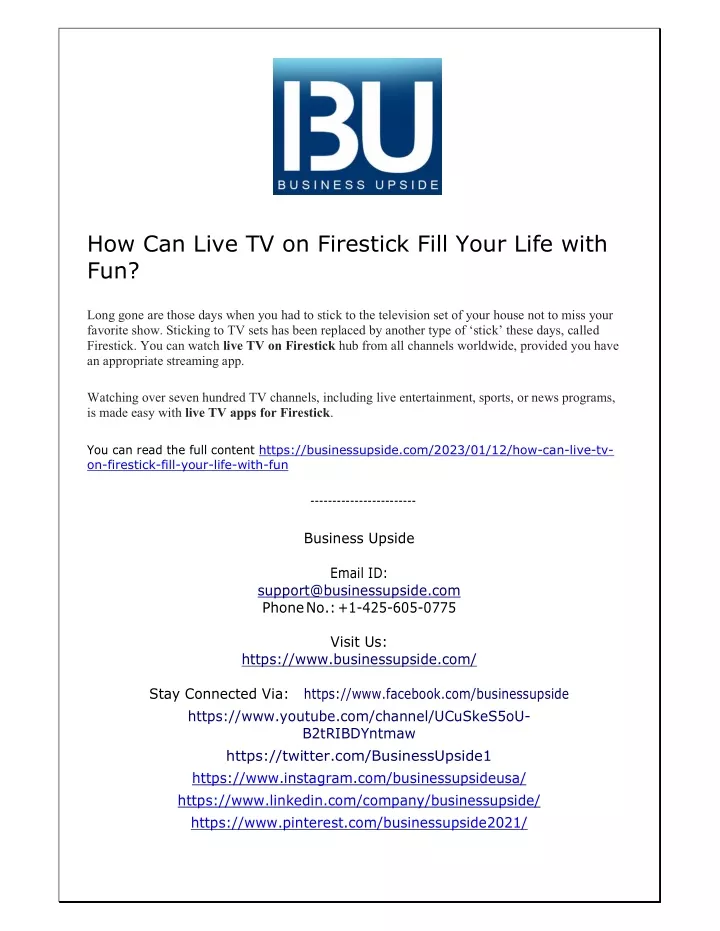 how can live tv on firestick fill your life with