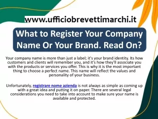 What to Register Your Company Name Or Your Brand Read On
